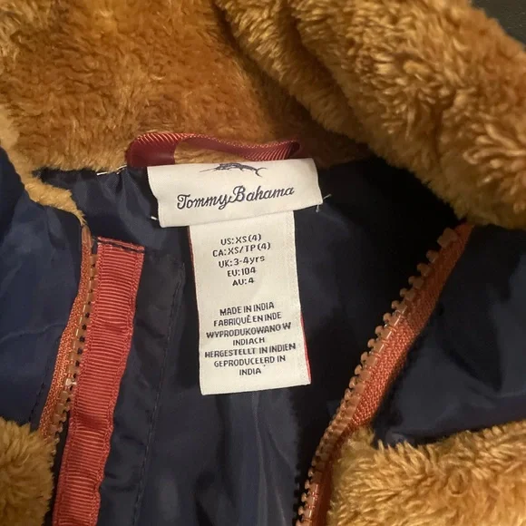 Tommy Bahama Tan and Navy Kids Puffer Jacket